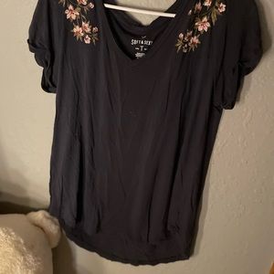 American eagle embroided flower shirt